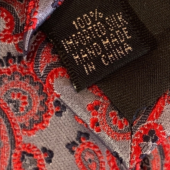 PAUL FREDRICK  Dressy 100% Silk Light Blue Paisley Necktie - Picture 7 of 9